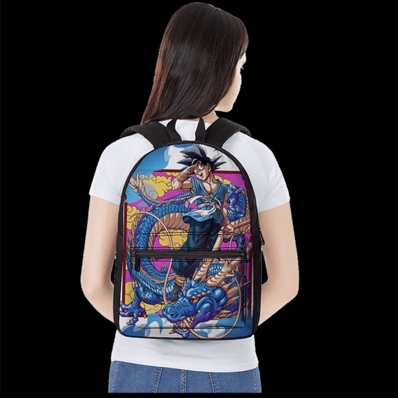 Anime Character and Dragon Graphic Backpack - Picture 3 of 6